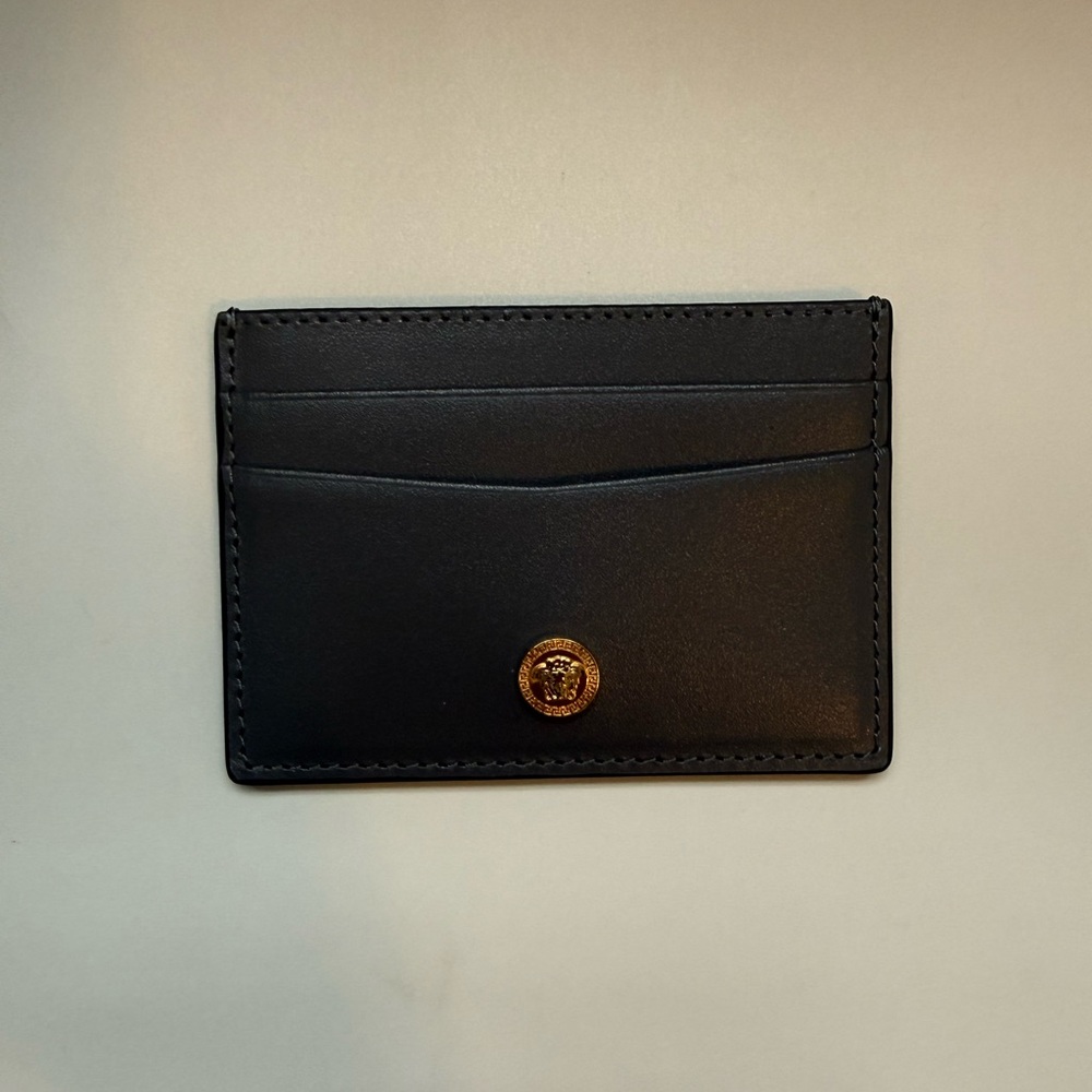 NIB VERSACE Gray Leather Card Holder